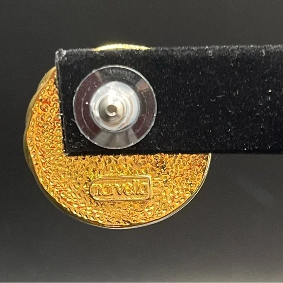 Marvella Faux Pearl Cabochon Style Clip On Earrings Gold Tone Chunky Vintage - Picture 7 of 9